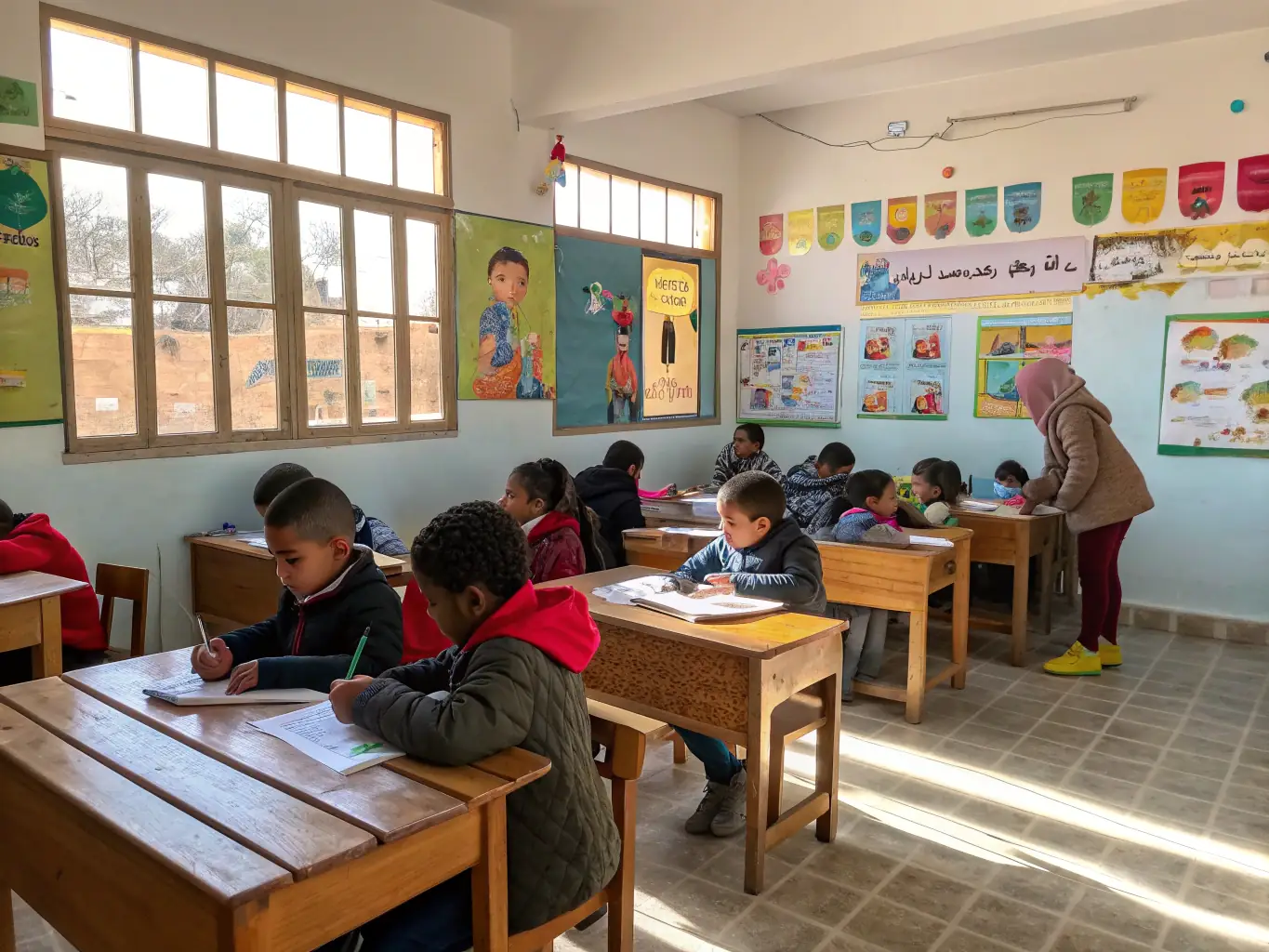 A photo of children participating in a literacy workshop, highlighting the importance of early reading skills and educational support.